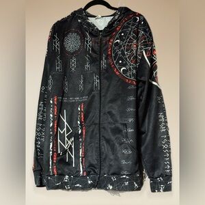 Black Graphic Lightweight Hoodie Jacket - Hooded Shirt Jacket